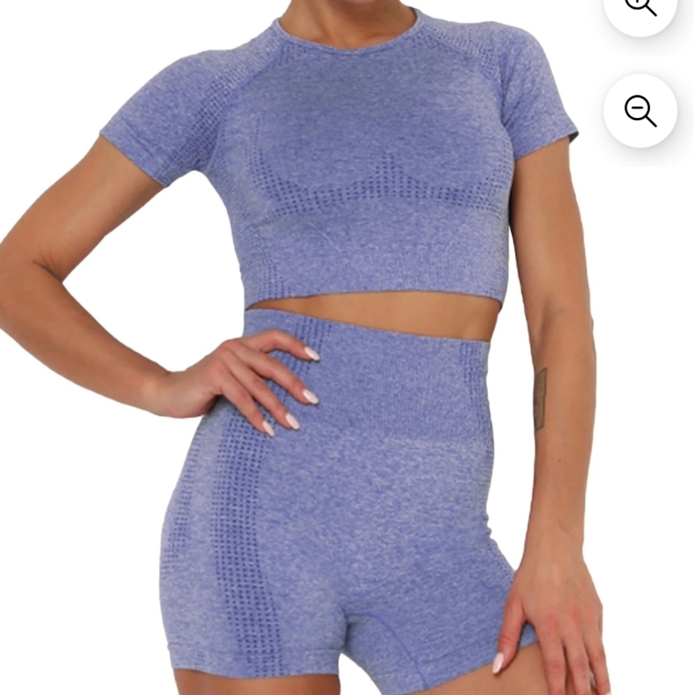 Lavender Women's Activewear Set Shorts And Top 3xl & 2xl NEW No Tags Plus Size - Picture 3 of 9